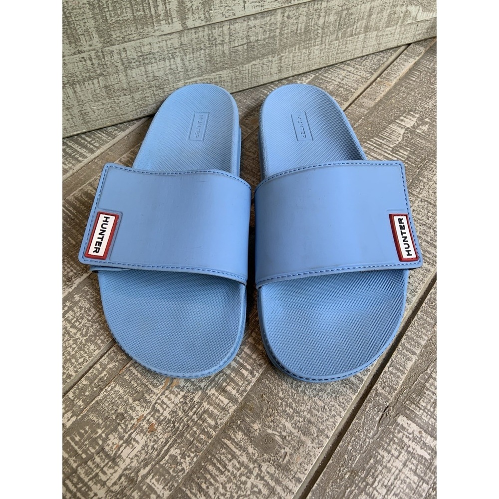 HUNTER Original Adjustable Logo Slides Sandals Women's Size‎ 7.5 Men's 5.5 Blue